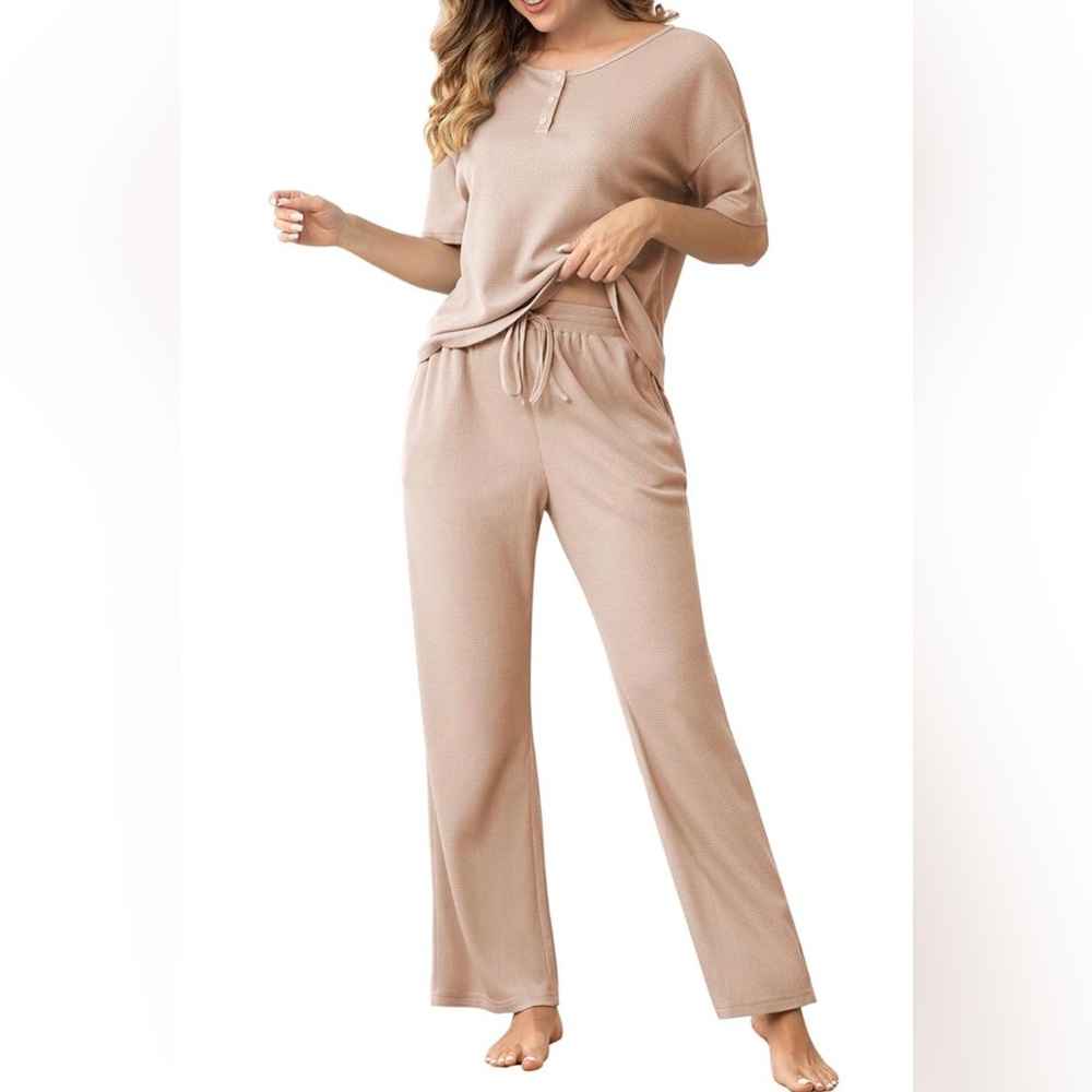 Women's Waffle Knit Pajama Set 2 Piece Matching Set